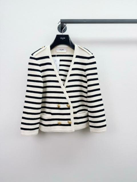 CELINE Celine Wool Striped Cardigan