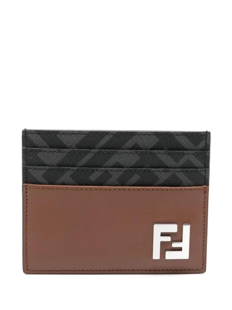 FENDI Fendi Men Leather And Ff Canvas Squared Card Holder