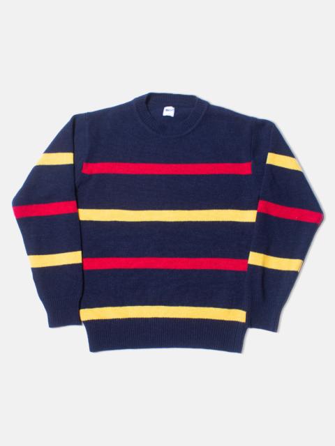 J. PRESS BAR STRIPE WOOL CREWNECK SWEATER - TRIM FIT