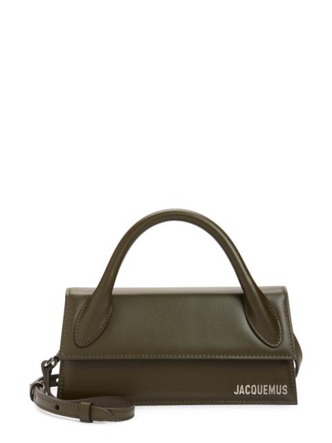JACQUEMUS Jacquemus Le Chiquito Long Leather Top Handle Bag in Dark Khaki 580 at Nordstrom