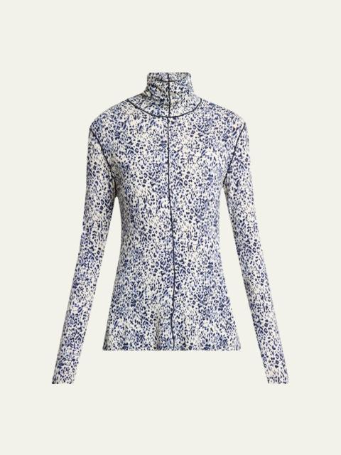 Proenza Schouler Audrey Printed Jersey Turtleneck
