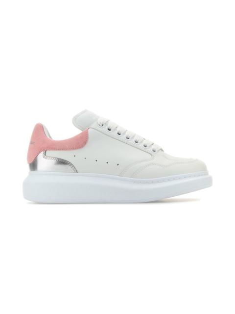Alexander McQueen White Leather Sneakers With Pink Suede Heel