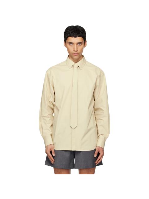 We11done Beige Solid Tie Shirt