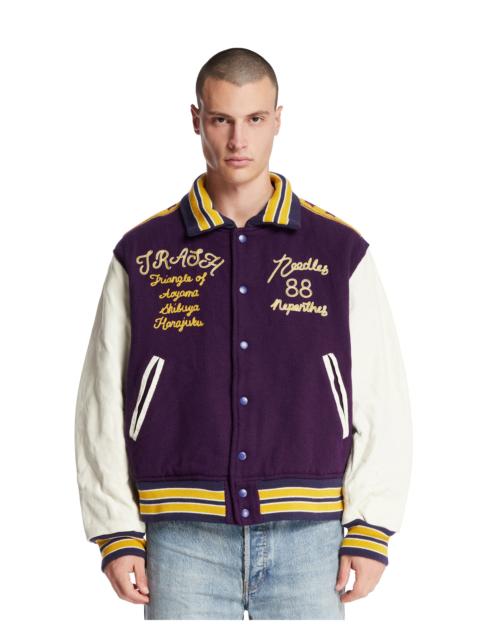 NEEDLES Purple Embroidered Varsity Jacket