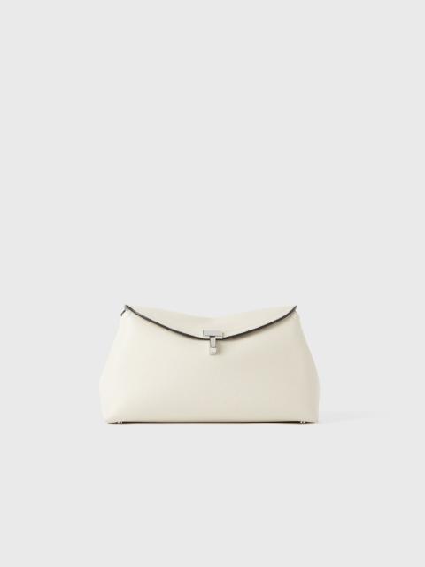 TOTEME T-lock grained-leather clutch milk