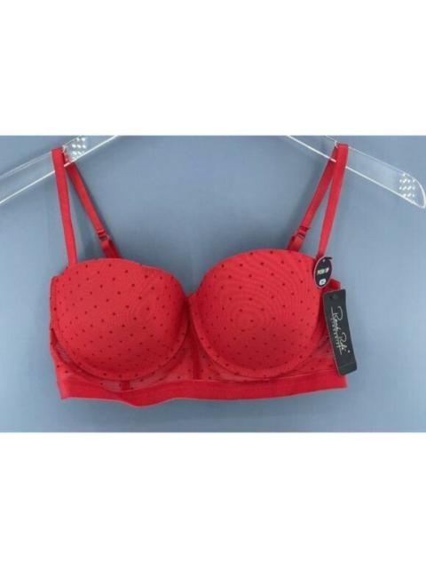 René Rofé - Rene Rofe Plunge Push Up Bra Balconette B46384-REDQ Dots Mesh Red 36C NWT