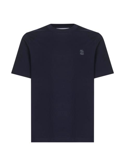 Brunello Cucinelli Brunello Cucinelli Men Blue Solomeo Crest T-Shirt