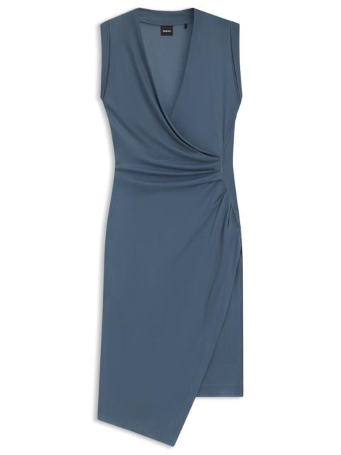 BOSS WRAP-FRONT DRESS WITH GATHERED DETAILS