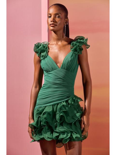 PatBO SILK PLISSE ESSENCE FLUTTER MINI DRESS