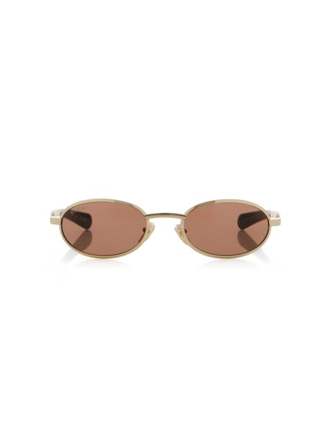 GUCCI Oval-Frame Metal Sunglasses gold