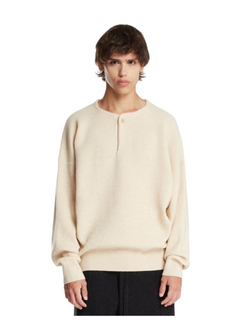 Beige Wool Henley Sweater