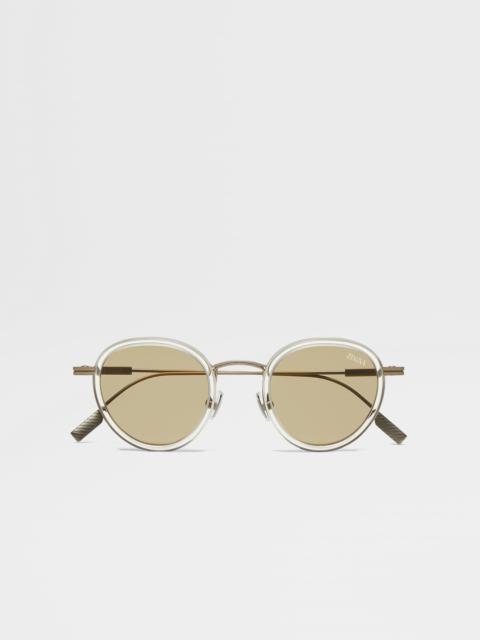 ZEGNA TRANSPARENT YELLOW TITANIUM AND ACETATE SUNGLASSES