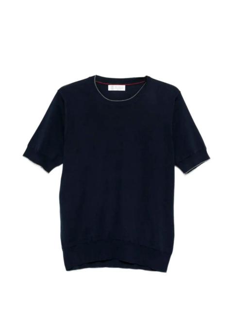 Brunello Cucinelli Cotton Lightweight Knit T-Shirt With Contrast Details