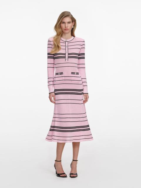 self-portrait Pink Stripe Knit Midi Dress