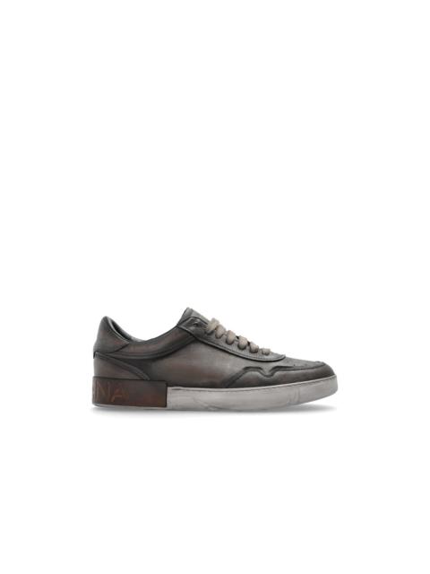 Dolce & Gabbana DOLCE&GABBANA Vintage Brown Leather Sports Sneakers New & Au