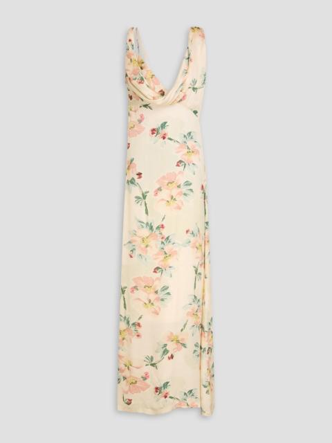TOTEME Draped floral-print satin maxi dress