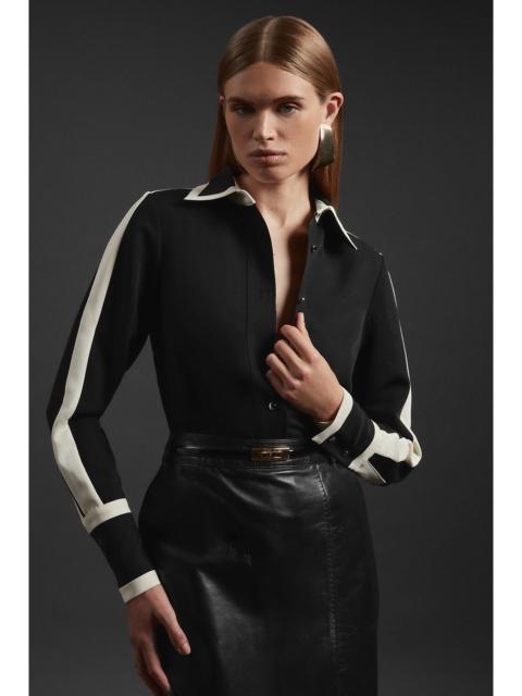 KAREN MILLEN Colour Block Twill Woven Shirt