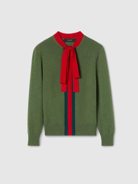 GUCCI Knit cashmere sweater with ribbon