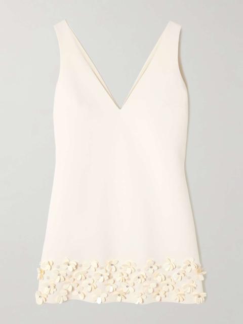 Embellished crepe mini dress Cream