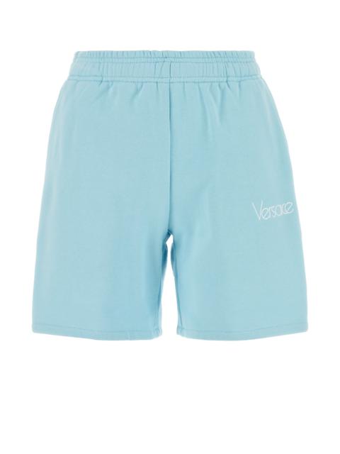 VERSACE Light-blue cotton shorts