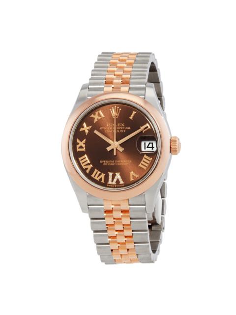 ROLEX Rolex Datejust 31 Chocolate Dial Automatic Ladies Steel and 18kt Everose Gold Jubilee Watch 278241CH