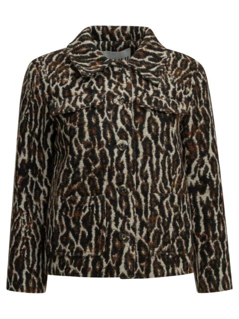 GANNI Ganni Leopard Blazer Brown Women
