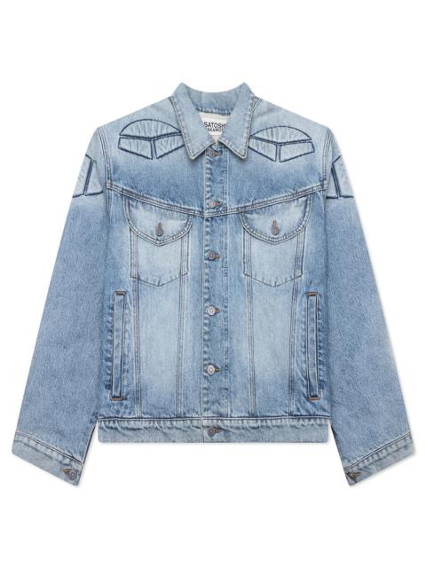 SATOSHI NAKAMOTO DENIM MOTO JACKET - BLUE DENIM