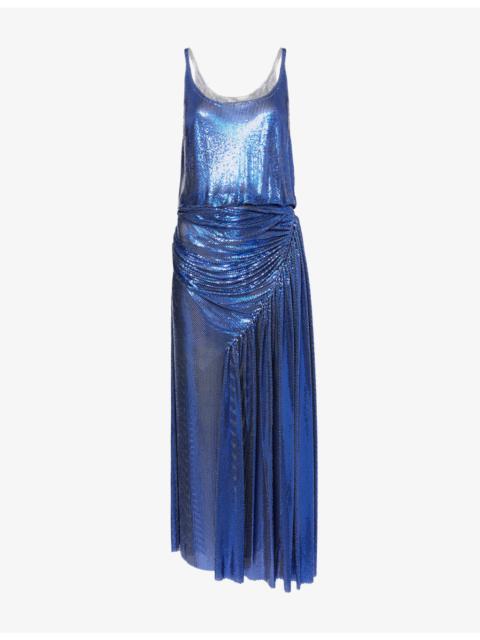rabanne Cowl-Neck Metallic-Mesh Midi Dress