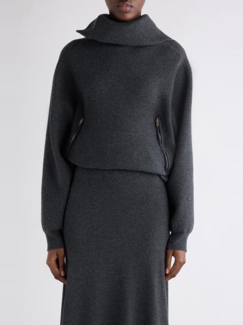 BALENCIAGA Balenciaga Back to Front Wool Sweater in 8519 Dark Heather Grey at Nordstrom
