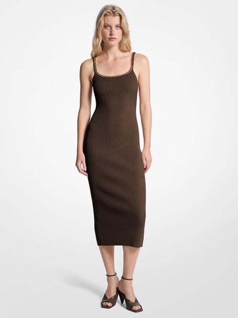 MICHAEL KORS Chain Ribbed Stretch Knit Midi Dress
