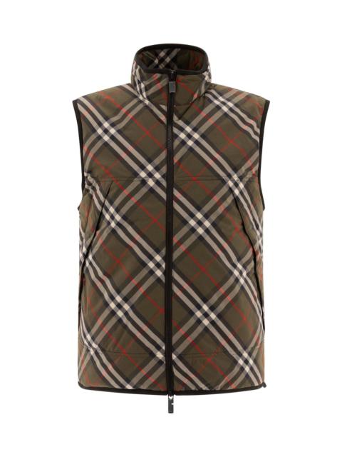 Checked Zip-up Padded Gilet