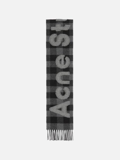 Acne Studios Check logo scarf - Narrow - Black/grey