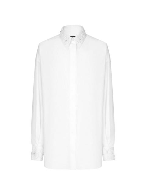 Dolce & Gabbana floral-embroidery point-collar shirt