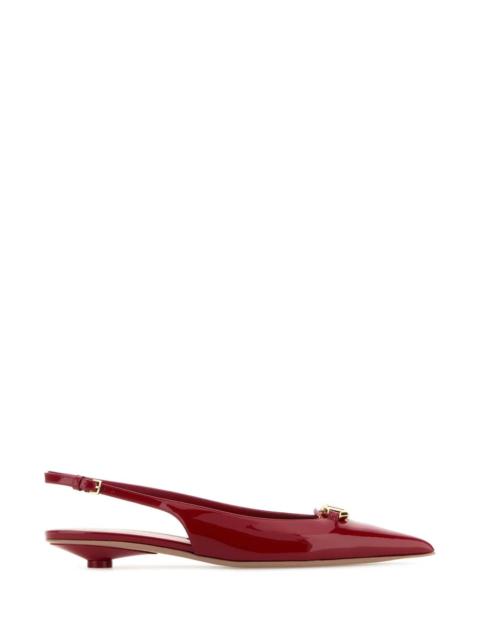 Valentino Garavani Women Red Leather Vlogo The Bold Edition Ballerinas