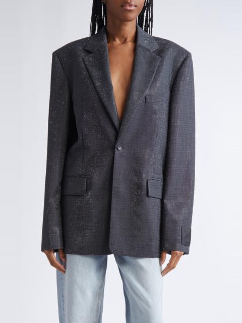 Alexander Wang Alexander Wang Hotfix Crystal Oversize Blazer in Grey at Nordstrom