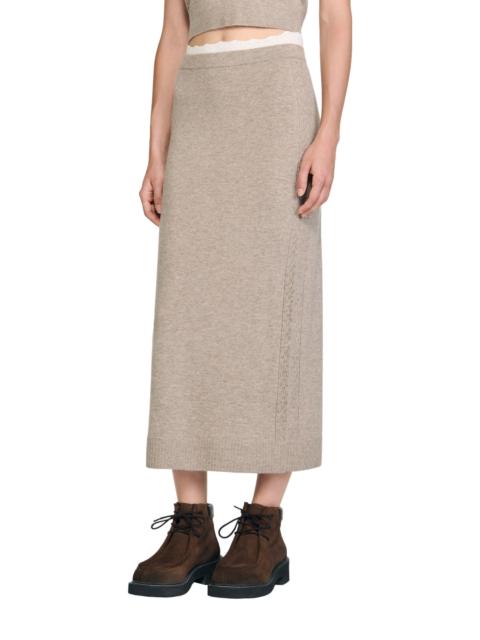 Sandro SANDRO Long two-tone knit skirt in Caramel at Nordstrom