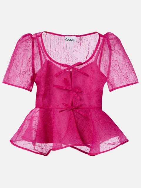 GANNI Organza peplum top