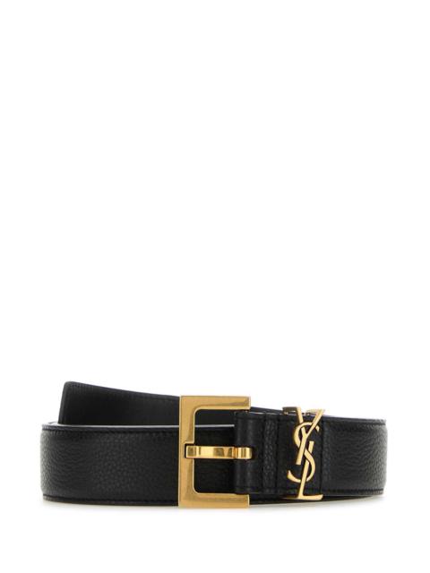 SAINT LAURENT Saint Laurent Women Black Leather Cassandre Belt