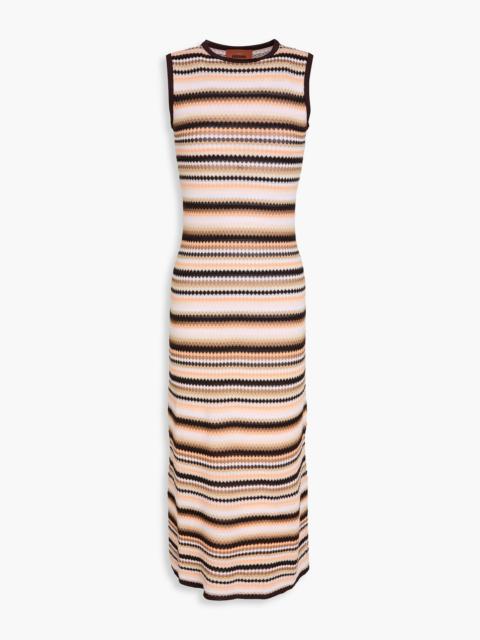 Missoni Striped crochet-knit cotton-blend midi dress