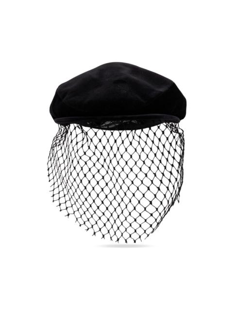 Veil Detailed Velvet Flat Cap