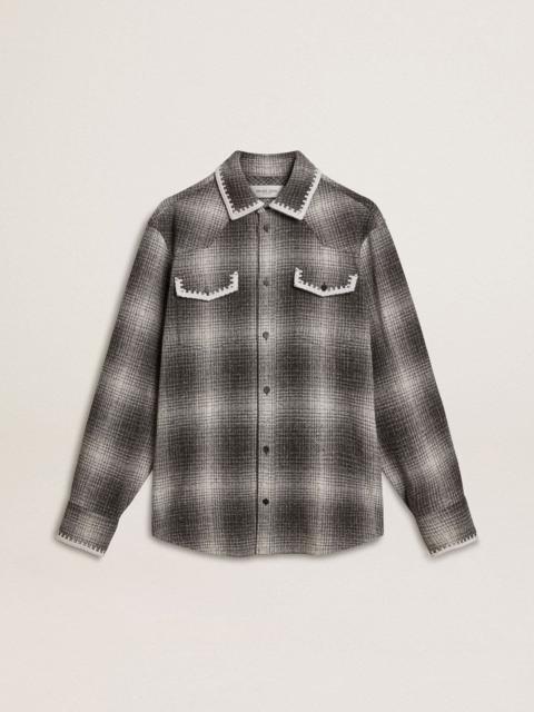 Golden Goose Men's gray shirt with white embroidery