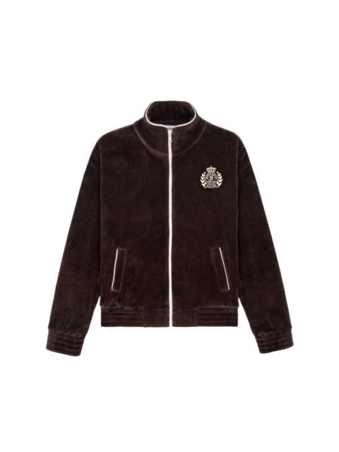 Sporty & Rich NY CREST VELOUR TRACK JACKET (CHOCOLATE)