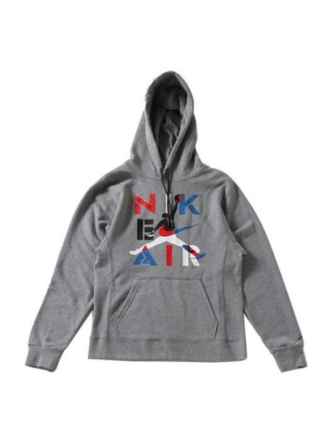 Jordan Men's Air Jordan 4 J Lgc Po Hoody Chest Printing Drawstring Gray CQ8292-091