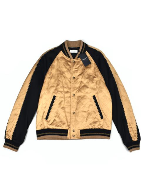 SAINT LAURENT $3.3k Saint Laurent Gold Quilted Viscose Teddy Jacket