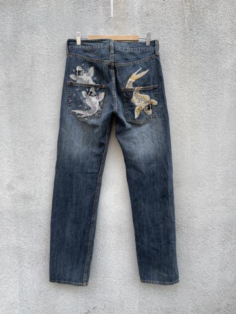 Other Designers Vintage - JAPANESE BRAND KOI FISH SUKAJAN EMBROIDERED DENIM JEANS