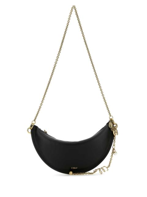 Chloé Chloe Women Black Leather Mini Halfmoon Shoulder Bag