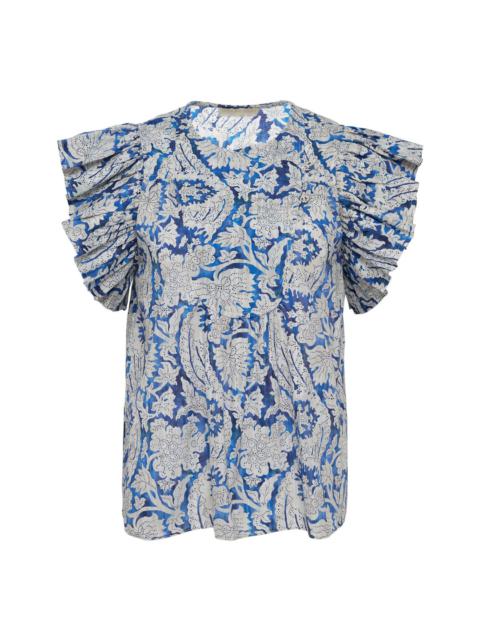 ULLA JOHNSON Sienna Flutter Sleeve Top