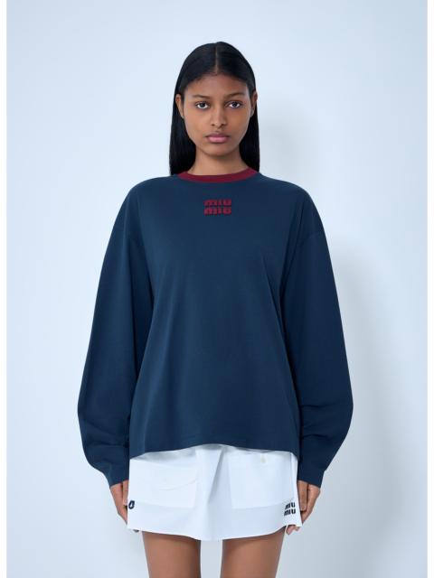 Miu Miu Miu Miu Women Cotton Jersey Sweatshirt With Logo Motif