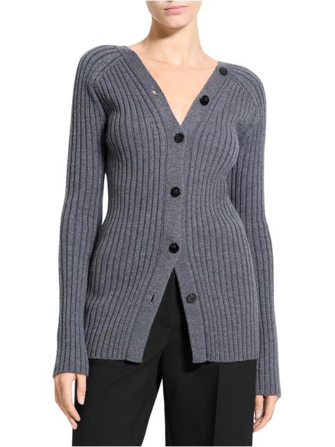 Theory Wool Long Sleeve Open Back Cardigan