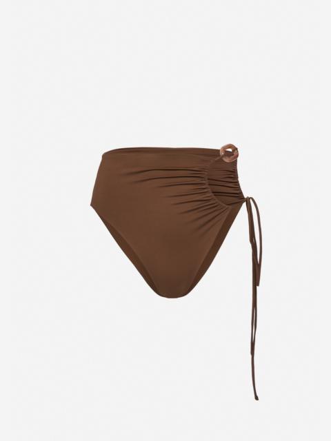 MAGDA BUTRYM High-waist swim bottom with ring detail in brown